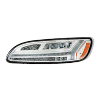 Chrome or Black 6 LED Headlight For Peterbilt 386 (2006-2016) & 387 (2000-2011) (Driver or Passenger Side)