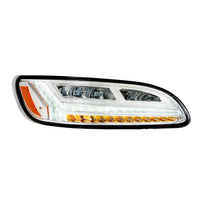 Chrome or Black 6 LED Headlight For Peterbilt 386 (2006-2016) & 387 (2000-2011) (Driver or Passenger Side)