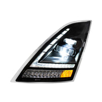Blackout Full LED Headlight With Switchable Sequential Turn Signal - 2018-2024 Volvo VNL (Driver or Passenger Side)