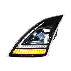 Blackout Full LED Headlight With LED Turn Signal and DRL For 2018-2024 Volvo VNL (Driver or Passenger Side)
