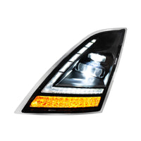 Blackout Full LED Headlight With LED Turn Signal and DRL For 2018-2024 Volvo VNL (Driver or Passenger Side)