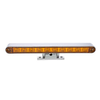 Chrome 10 LED Light Bar With 180 Degree Swivel Base Dual Function (Amber or White LEDs/Amber or Clear Lens)