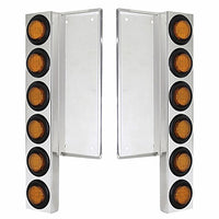 FL Stainless Steel Front Air Cleaner Bracket W/12 X 9 LED 2" Lights - Amber LEDs/Amber Lens (Grommet or Visor Bezels)