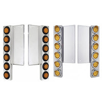 FL Stainless Steel Front Air Cleaner Bracket W/12 X 9 LED 2" Lights - Amber LEDs/Amber Lens (Grommet or Visor Bezels)