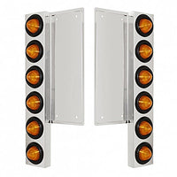 FL Stainless Steel Front Air Cleaner Bracket W/12 X 9 LED 2" Beehive Lights - Amber LED/Amber Lens (Grommet or Visor Bezels)