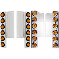 FL Stainless Steel Front Air Cleaner Bracket W/12 X 9 LED 2" Beehive Lights - Amber LED/Amber Lens (Grommet or Visor Bezels)