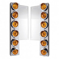 FL Stainless Steel Front Air Cleaner Bracket W/12 X 9 LED 2" Beehive Lights - Amber LED/Amber Lens (Grommet or Visor Bezels)