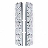 Stainless Steel Front Air Cleaner Bracket With 14 X 9 Amber LED 2" Lights & Visors Bezel For Kenworth - Amber LEDs (Amber or Clear Lens)