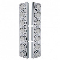 Stainless Steel Front Air Cleaner Bracket With 14 X 9 Amber LED 2" Reflector Lights & Visors For Kenworth - Amber LEDs (Amber or Clear Lens)