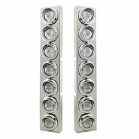 Stainless Steel Front Air Cleaner Bracket w 14 X 9 Amber LED 2" Beehive Lights & Visors For Kenworth - Amber LEDs (Amber or Clear Lens)