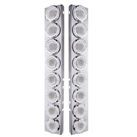 Stainless Steel Front Air Cleaner Bracket With 16 X 9 LED 2" Lights & Bezels For Peterbilt - Amber LEDs (Amber or Clear Lens)