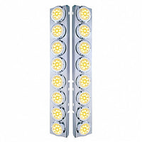 Stainless Steel Front Air Cleaner Bracket With 16 X 9 LED 2" Reflector Lights & Bezels For Peterbilt - Amber LEDs (Amber or Clear Lens)