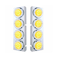 Stainless Steel Front Air Cleaner Bracket With 8 X 9 LED 2" Lights & Bezels For Peterbilt - Amber LED (Amber or Clear Lens)