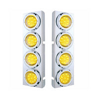 Stainless Steel Front Air Cleaner Bracket With 8 X 9 LED 2" Reflector Lights & Bezels For Peterbilt - Amber LEDs (Amber or Clear Lens)