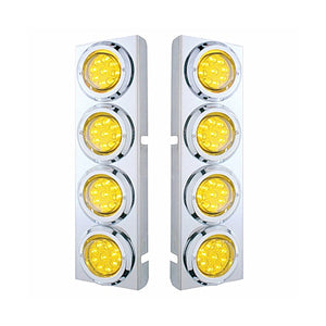 Stainless Steel Front Air Cleaner Bracket With 8 X 9 LED 2" Reflector Lights & Bezels For Peterbilt - Amber LEDs (Amber or Clear Lens)