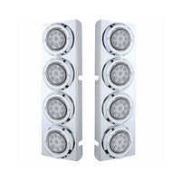 Stainless Steel Front Air Cleaner Bracket With 8 X 9 LED 2" Reflector Lights & Bezels For Peterbilt - Amber LEDs (Amber or Clear Lens)