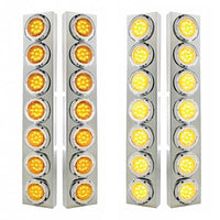 Stainless Steel Front Air Cleaner Bracket With 14 X 9 LED 2" Lights & Bezel For Kenworth - Amber LEDS (Amber or Clear Lens)