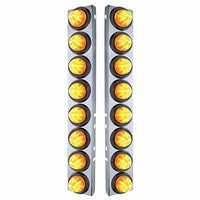 Stainless Steel Front Air Cleaner Bracket With 16 X 9 LED 2" Beehive Lights For Peterbilt - Amber LEDs (Amber or Clear Lens)