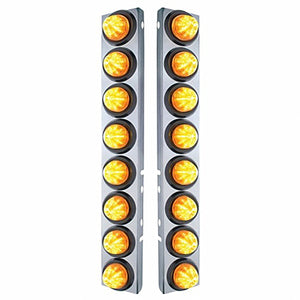 Stainless Steel Front Air Cleaner Bracket With 16 X 9 LED 2" Beehive Lights For Peterbilt - Amber LEDs (Amber or Clear Lens)