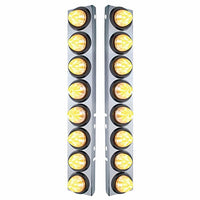 Stainless Steel Front Air Cleaner Bracket With 16 X 9 LED 2" Beehive Lights For Peterbilt - Amber LEDs (Amber or Clear Lens)
