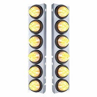 Stainless Steel Front Air Cleaner Bracket With 12 X 9 LED 2" Beehive Lights For Peterbilt - Amber LEDs (Amber or Clear Lens)