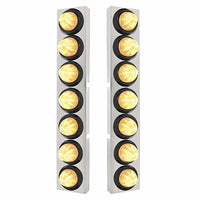 Stainless Steel Front Air Cleaner Bracket w/ 14 X 9 LED 2" Beehive Lights Bezel For Kenworth - Amber LEDs (Amber or Clear Lens)