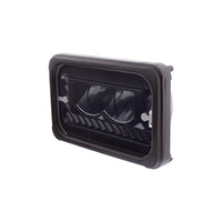ULTRALIT - Heated 4" X 6" LED Headlight With Glass Lens & Aluminum Housing - High or Low Beam (Chrome or Black)