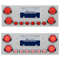 Stainless Steel Rear Center Panel With 4 X 21 LED 4" GloLight w/ 6 X 9 LED 2" Lights & Visors - Red LEDs (Red or Clear Lens)
