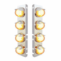 Stainless Steel Front Air Cleaner Bracket With 8 X 9 LED Watermelon GloLight For Peterbilt Bezel or Visor - Amber LEDs (Amber or Clear Lens)