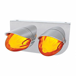 Stainless Steel Bracket With Two 9 LED Dual Function GloLight Watermelon Grakon 1000 Lights & Visors - Amber LEDs (Amber or Clear Lens)