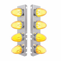 Stainless Steel Front Air Cleaner Bracket With 8 X 9 Amber LED Dual Function Watermelon GloLight for Peterbilt - Amber LEDs (Amber or Clear Lens)