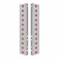 Stainless Steel Front Air Cleaner Bracket With 22 or 26 X 3 Hi/Lo LED 3/4" Mini Crystal Lights w/ Bezels for Peterbilt - Amber LEDs (Amber Lens)