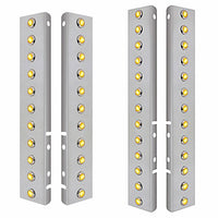 Stainless Steel Front Air Cleaner Bracket With 22 or 26 X 3 Hi/Lo LED 3/4" Mini Crystal Lights w/ Bezels for Peterbilt - Amber LEDs (Amber Lens)