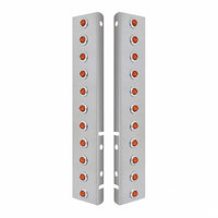 Stainless Steel Front Air Cleaner Bracket With 22 X 2 LEDs 3/4" Mini Lights w Bezels For Peterbilt - Amber LEDs (Amber or Clear Lens)