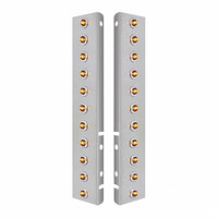 Stainless Steel Front Air Cleaner Bracket With 22 X 2 LEDs 3/4" Mini Lights w Bezels For Peterbilt - Amber LEDs (Amber or Clear Lens)