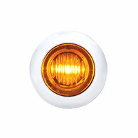 Stainless Steel Front Air Cleaner Bracket w/ 22 X 3 LED Dual Function 3/4" Mini Lights w Stainless Bezels for Peterbilt - Amber LEDs (Amber or Clear Lens)