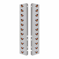 Stainless Steel Front Air Cleaner Bracket With 22 X 3 LED 3/4" Mini Lights & Visors For Peterbilt - Amber LEDs (Amber or Clear Lens)