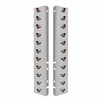 Stainless Steel Front Air Cleaner Bracket With 22 X 3 LED 3/4" Mini Lights & Visors For Peterbilt - Amber LEDs (Amber or Clear Lens)