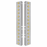 Stainless Steel Front Air Cleaner Bracket With 22 or 26 X 3 Hi/Lo LED 3/4" Mini Crystal Lights w/ Bezels for Peterbilt - Amber LEDs (Amber Lens)