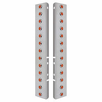 Stainless Steel Front Air Cleaner Bracket With 22 or 26 X 3 Hi/Lo LED 3/4" Mini Crystal Lights w/ Bezels for Peterbilt - Amber LEDs (Amber Lens)