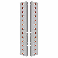 Stainless Steel Front Air Cleaner Bracket w/ 26 X 3 LED Dual Function 3/4" Mini Lights & Bezels For Peterbilt - Amber LEDs (Amber or Clear Lens)