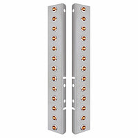 Stainless Steel Front Air Cleaner Bracket w/ 26 X 3 LED Dual Function 3/4" Mini Lights & Bezels For Peterbilt - Amber LEDs (Amber or Clear Lens)