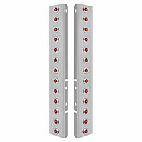 Stainless Steel Front Air Cleaner Bracket w/ 26 X 3 LED Dual Function 3/4" Mini Lights & Bezels For Peterbilt - Amber LEDs (Amber or Clear Lens)