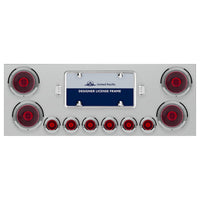 Stainless Steel Rear Center Panel w/ 4 X 13 LED 4" Abyss Light & 6 X 4 LED 2" Lights & Bezels - Red LEDs (Red or Clear Lens)