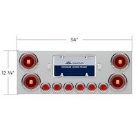 Stainless Steel Rear Center Panel w/ 4 X 13 LED 4" Abyss Light & 6 X 4 LED 2" Lights & Bezels - Red LEDs (Red or Clear Lens)