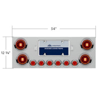 Stainless Steel Rear Center Panel w/ 4 X 13 LED 4" Abyss Light & 6 X 4 LED 2" Lights & Visors - Red LED (Red or Clear Lens)