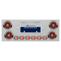 Stainless Steel Rear Center Panel w/ 4 X 13 LED 4" Abyss Light & 6 X 4 LED 2" Lights & Visors - Red LED (Red or Clear Lens)