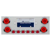 Stainless Steel Rear Center Panel w/ 4 X 16 LED 4" Turbine Light & 6 X 7 LED 2" Lights & Bezels or Visors - Red LEDs (Red Lens)