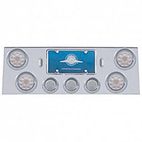 Stainless Steel Rear Center Panel With 4 X 10 LED 4" Lights & 3 X 13 LED 2-1/2" Lights & Visors - Red LEDs (Red  or Clear Lens)
