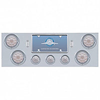 Stainless Steel Rear Center Panel w/ 4 X 10 LED 4" Light & 3 X 13 LED 2-1/2" Beehive Light+Visor - Red LEDs (Red or Clear Lens)